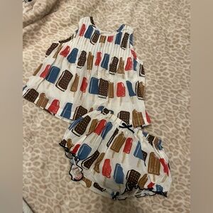 Pink Chicken Ice Cream Print Matching Set